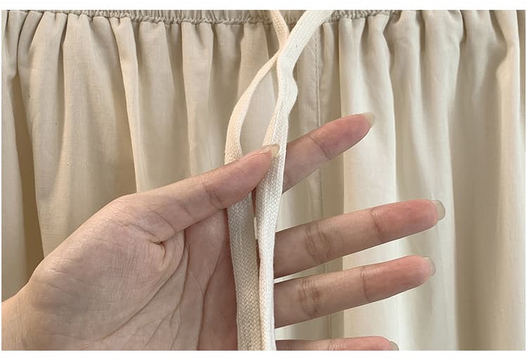 배기 바지 패치워크 슬림해 보이는 와이드 레그 팬츠 문예 이중층 9부 바지 상세 이미지 14