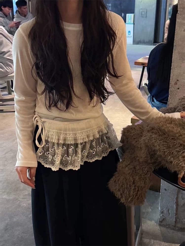 화이트 망사 한 마디 반신 스커트 여성 레이스 랩스커트팬츠 사계절 새로운 폭발 패션 고급 센스 슈퍼 잘 생긴 랩스커트팬츠 상세 이미지 2