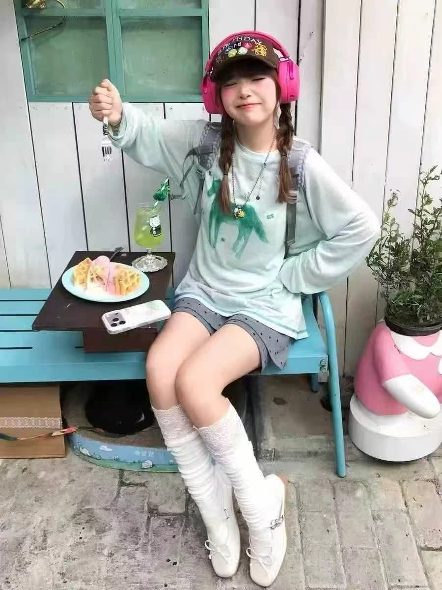 작은 말 프린트 라운드 넥 긴팔 자외선 차단 티셔츠 여성 여름 2026 새로운 외국 가스 자이언트 잘 생긴 얇은 스타일 블라우스 맨위 상세 이미지 3