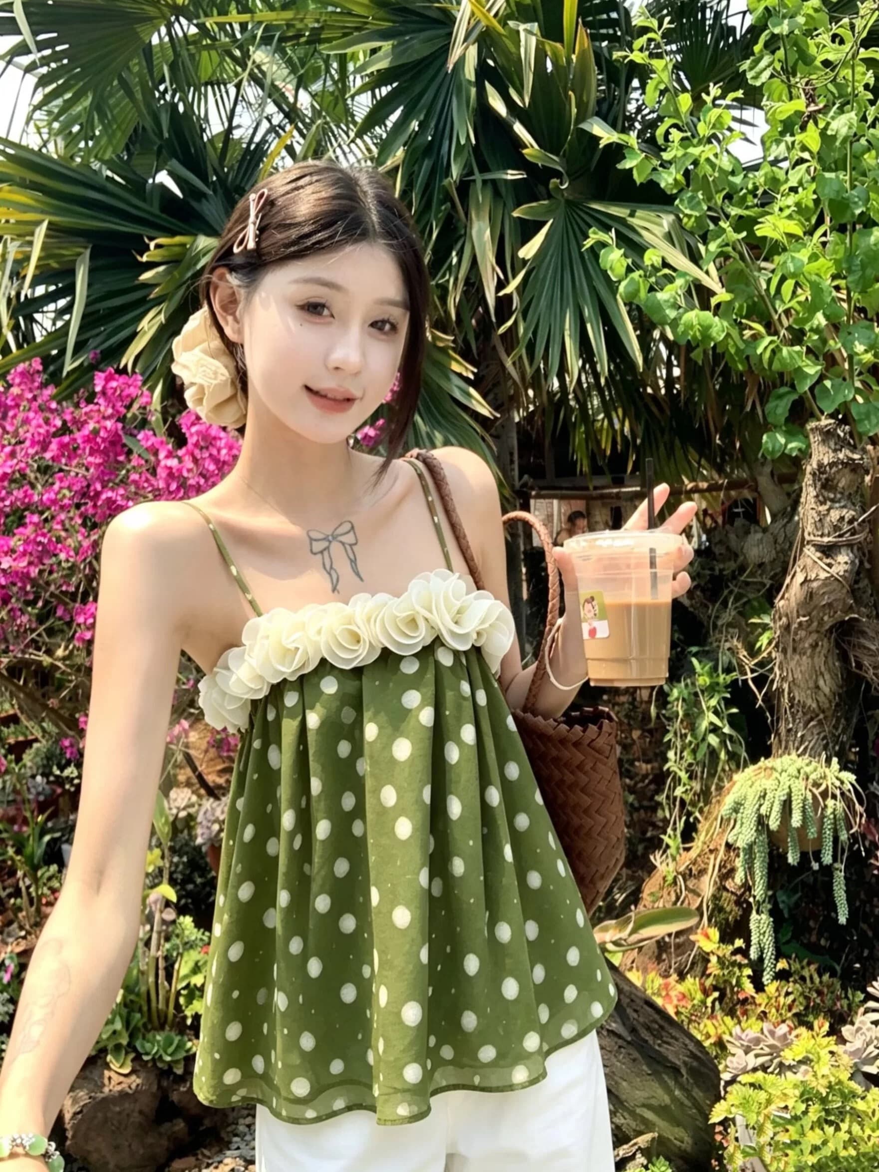 달콤한 매운맛 바람 진한 보라색 망사 레이스 캐미솔 여성 의류 여름 작은 대중 연령 감소 다용도 맨위 상세 이미지 6