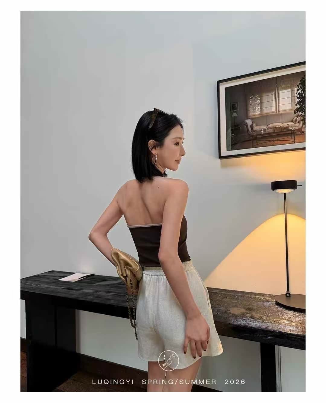 2026 여름 캐미솔 아메리칸 핫걸 바람 섹시함 배색 행침 목 쇼트 스타일 맨위 상세 이미지 9