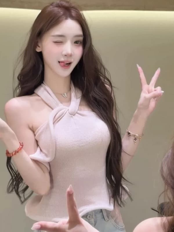xuan 법사 법사 부드러운 안개 분말 조정 프랑스식 행침 목 스트랩 백리스 3 차원 물결무늬 프릴 행침 목 맨위 이미지 2