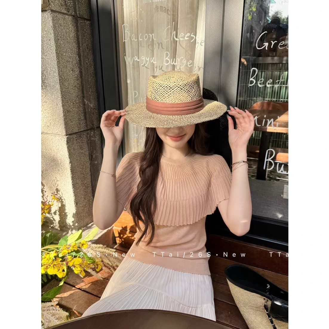 페이크 레이어드 프릴 바늘 티셔츠 여성 미니멀리즘 패션 디자인 센스 몸매 가꾸기 슬림해 보이는 맨위 여성 상세 이미지 1