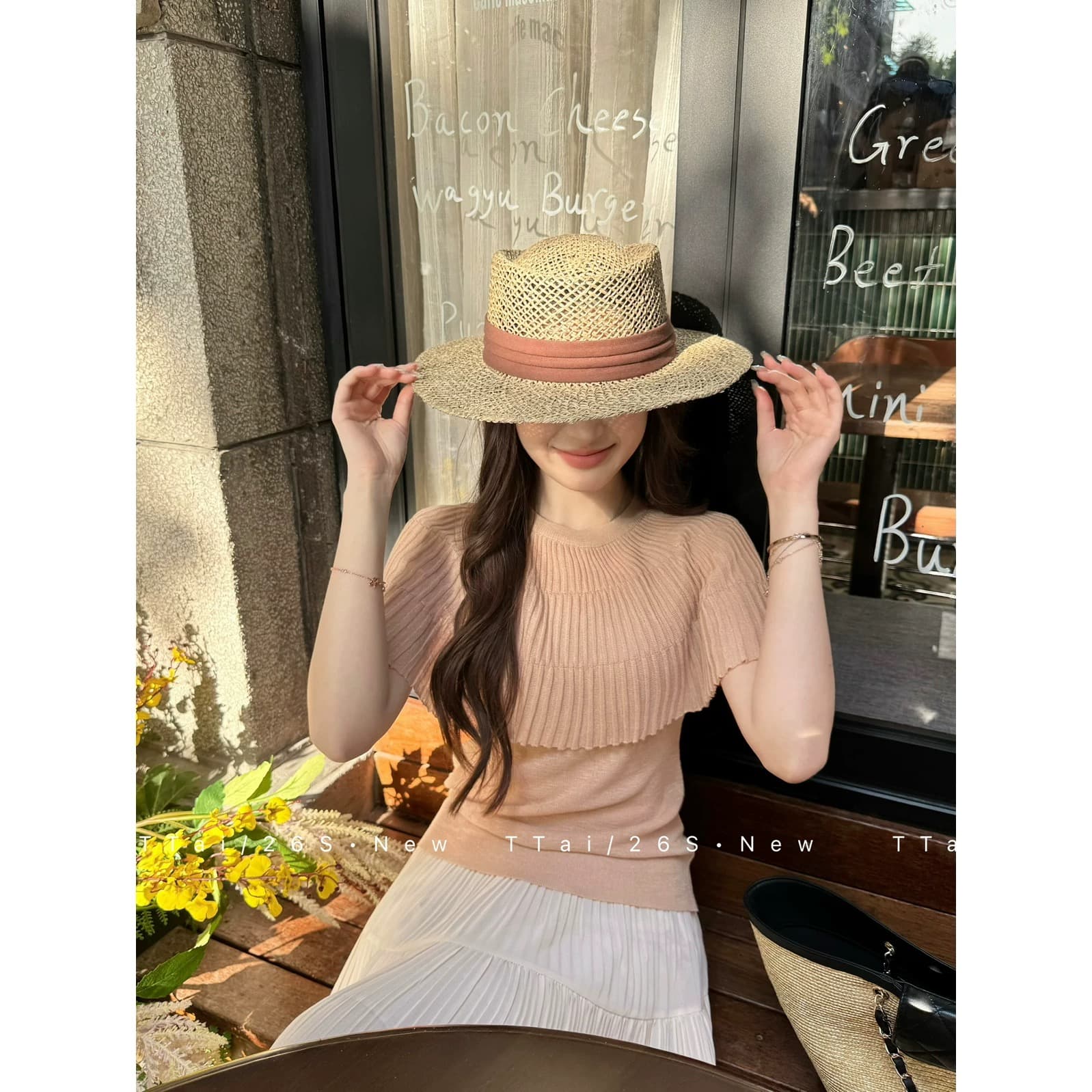 페이크 레이어드 프릴 바늘 티셔츠 여성 미니멀리즘 패션 디자인 센스 몸매 가꾸기 슬림해 보이는 맨위 여성 상세 이미지 6
