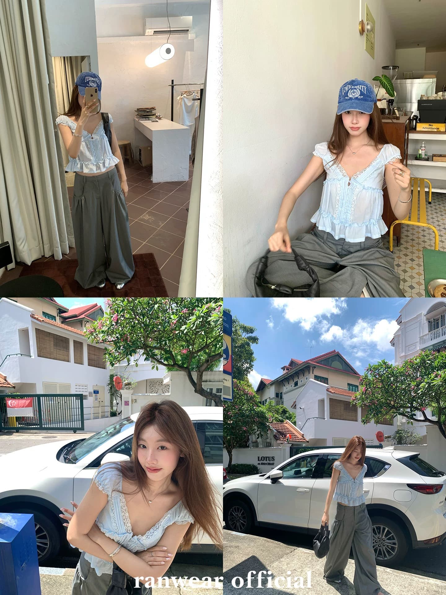 달콤한 스타일 느슨함 레이스 측면 V넥 반팔 여성 셔츠 2026 여름 새로운 한 부서 바람 외국 가스 연령 감소 맨위 이미지 3