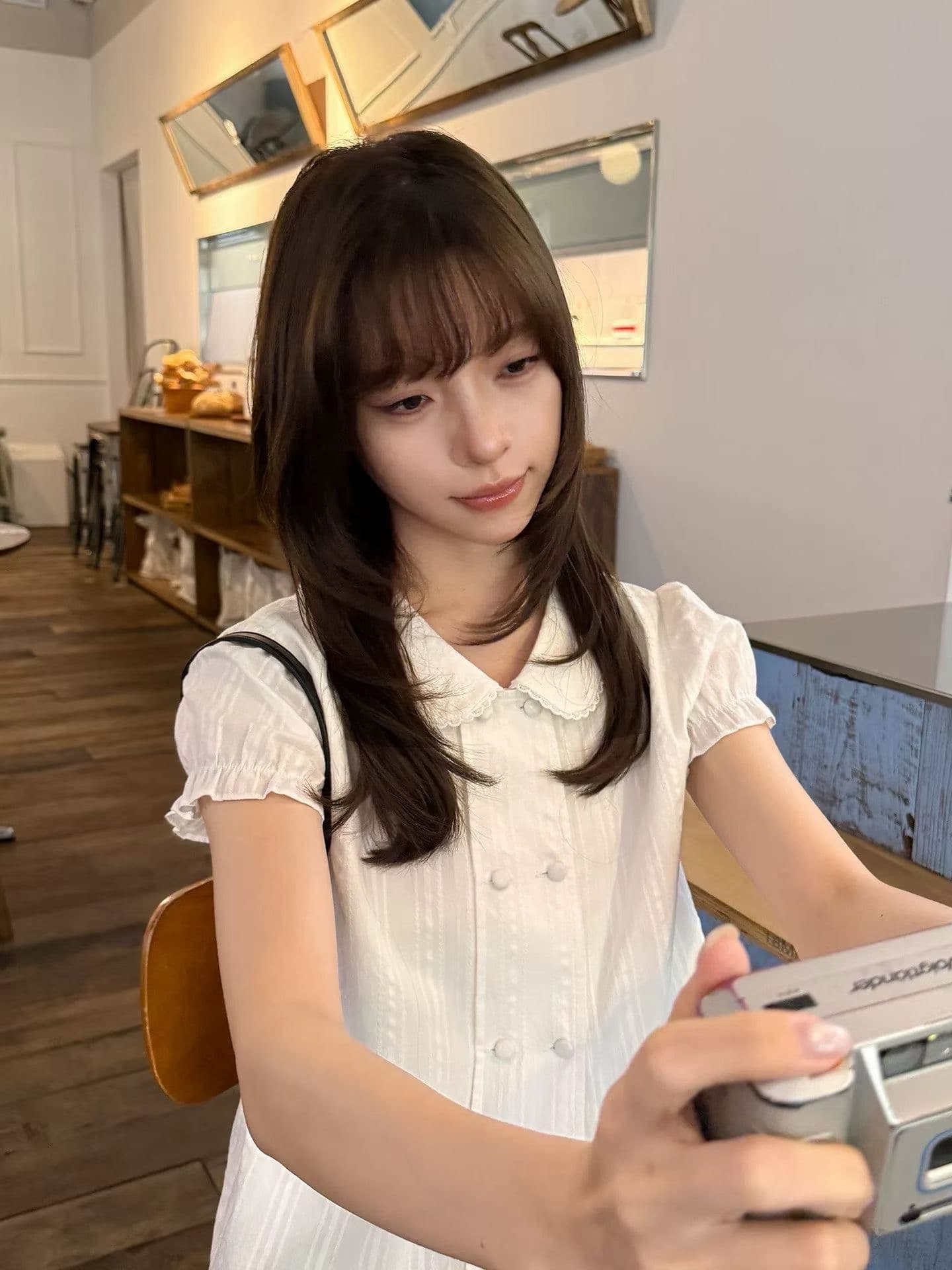 학원 스타일 달콤함 작은 대중 베이비 칼라 여성 셔츠 여름 거품 소매 레이스 셔츠 슬림해 보이는 디자인 센스 작은 맨위 이미지 4