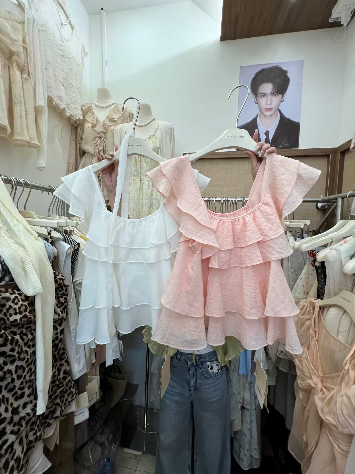 프랑스식 달콤한 스타일 프릴 리본 쉬폰 여성 셔츠 여름 부드러운 바람 품격 레이스업 오프숄더 휴가 맨위 상세 이미지 7