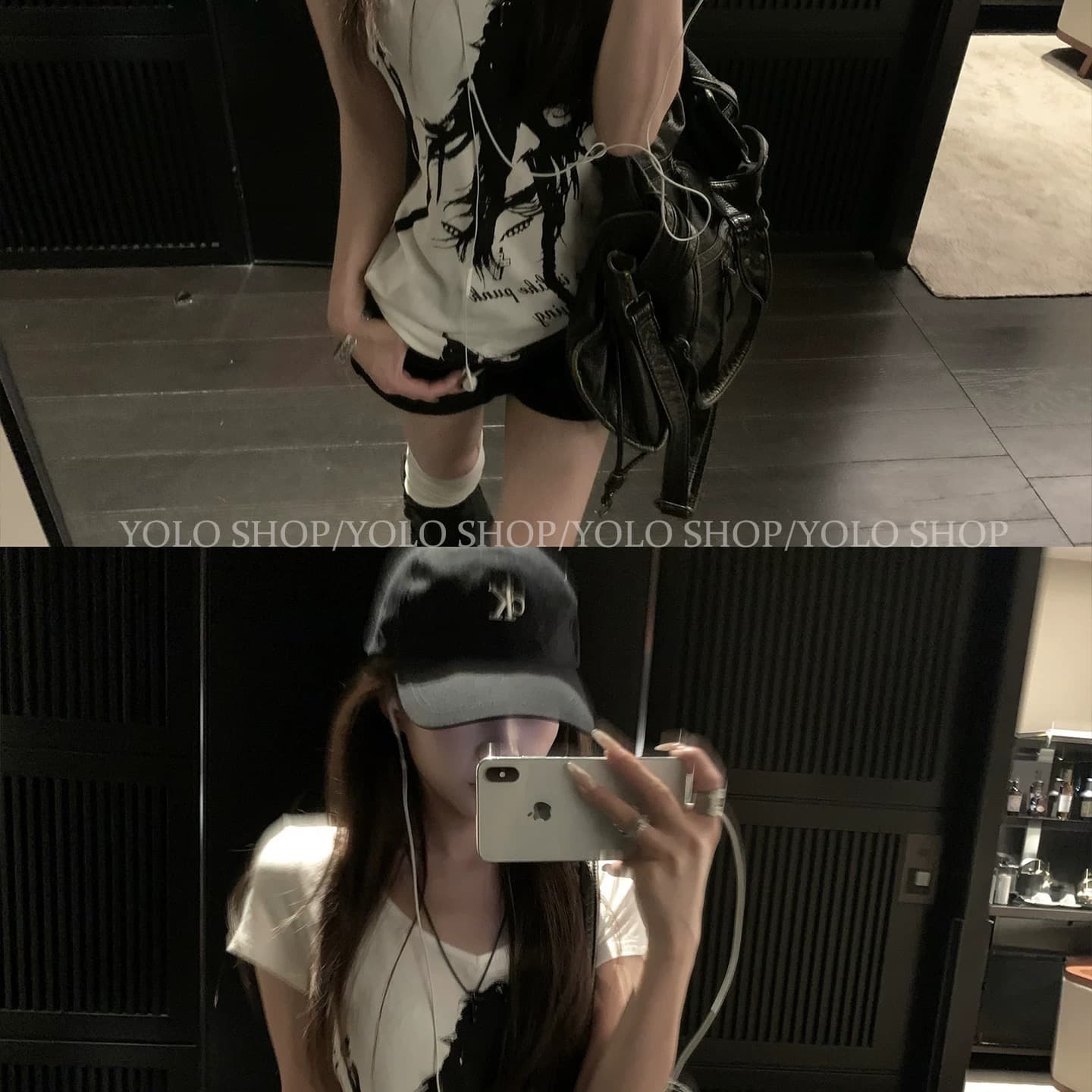 yolo shop 5 13 신제품 95 접기 펑크 사랑 오리지널 화이트 디자인 센스 프린트 긍정적 인 어깨 V넥 티셔츠 이미지 5