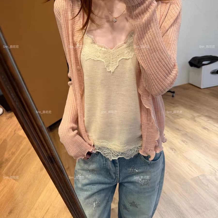 마늘 니켈 니켈 한 눈 청 ~을 통해 디스플레이 얇고 작은 외부 가져 가라. V넥 부서 버클 업 의류 품격 슬림해 보이는 오픈 가디건 여성 코트 351 이미지 5