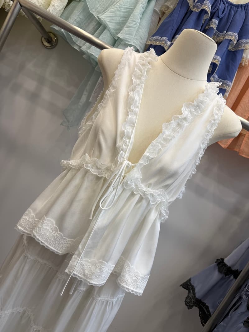 순수한 욕망 바람 검정색 레이스 레이스 V넥 레이스업 조끼 여성 여름 새로운 루즈핏 표지 고기 민소매 외출용 맨위 상세 이미지 11