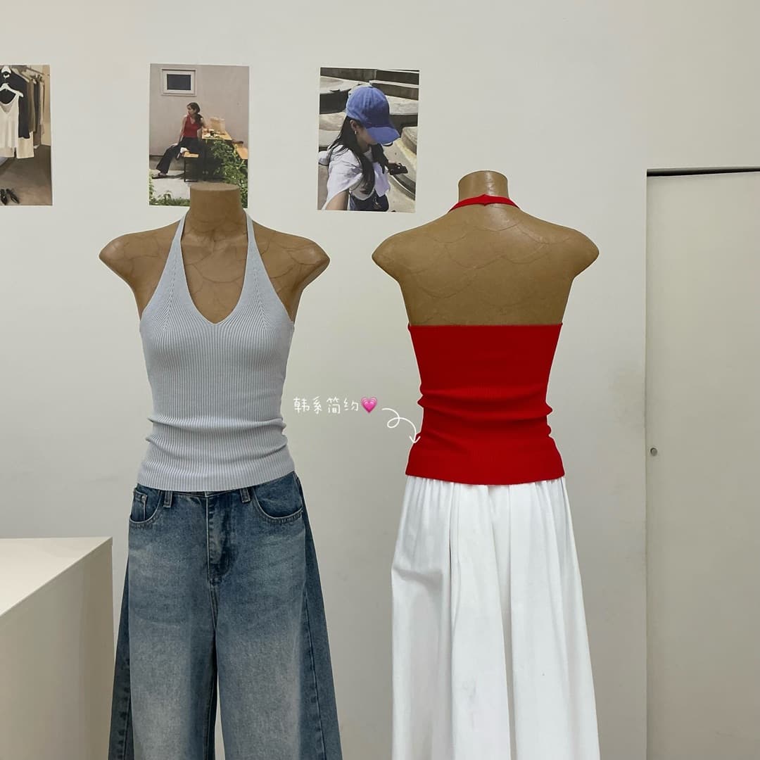 아메리칸 품격 섹시함 핫걸 바람 행침 목 캐미솔 2025 여름 새로운 순수한 욕망 바람 몸매 가꾸기 맨위 상세 이미지 1