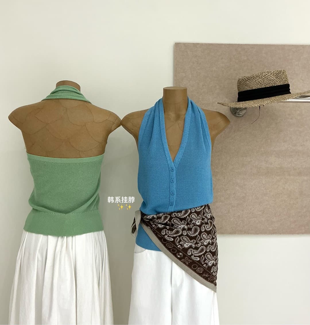 한국 스타일 행침 목 V넥 단추 얇은 스타일 니트 조끼 여성 26 여름 디자인 센스 백리스 세련된 맨위 트렌디 이미지 2