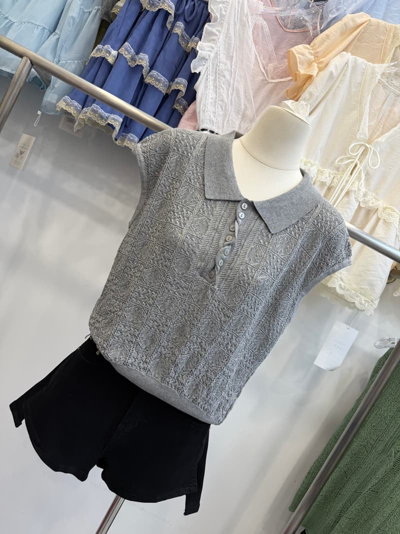 POLO 칼라 니트 조끼 여성 여름 얇은 스타일 홀로우 아웃 자카드 민소매 맨위 루즈핏 캐주얼 슬림해 보이는 털 니트 스웨터 상세 이미지 17