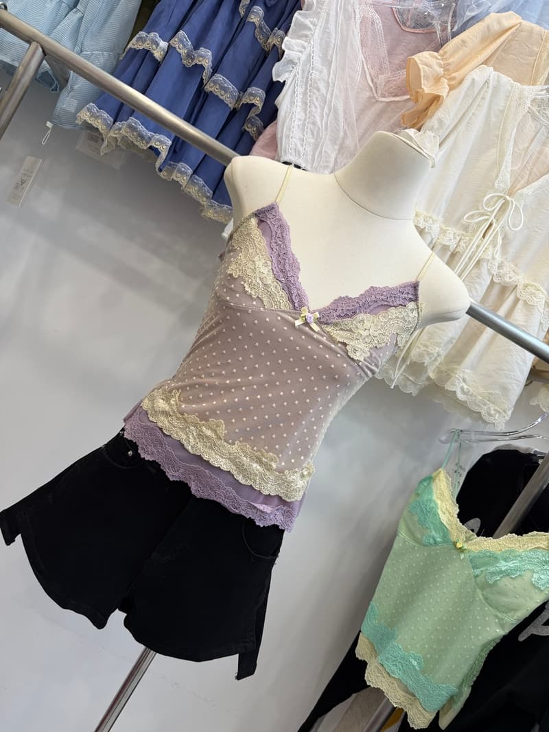 순수한 욕망 바람 레이스 도트 무늬 캐미솔 여름 얇은 스타일 망사 인사이드 가져 가라. 핫걸 몸매 가꾸기 슬림해 보이는 만나는 맨위 상세 이미지 13