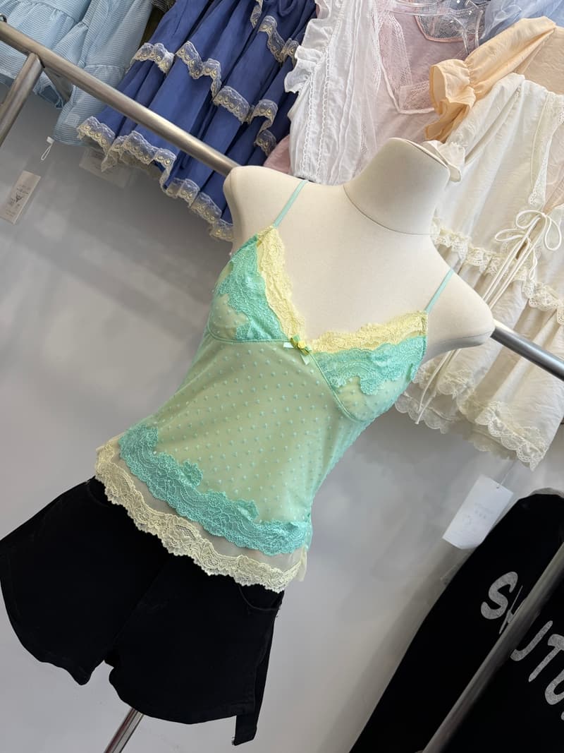 순수한 욕망 바람 레이스 도트 무늬 캐미솔 여름 얇은 스타일 망사 인사이드 가져 가라. 핫걸 몸매 가꾸기 슬림해 보이는 만나는 맨위 상세 이미지 15