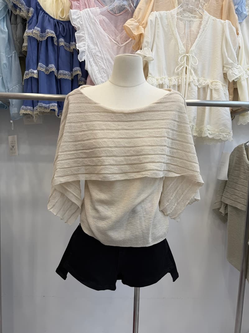 오프숄더 니트 스웨터 여성 여름 얇은 스타일 자외선 차단 블라우스 루즈핏 디자인 센스 숄 스타일 맨위 다용도 상세 이미지 14