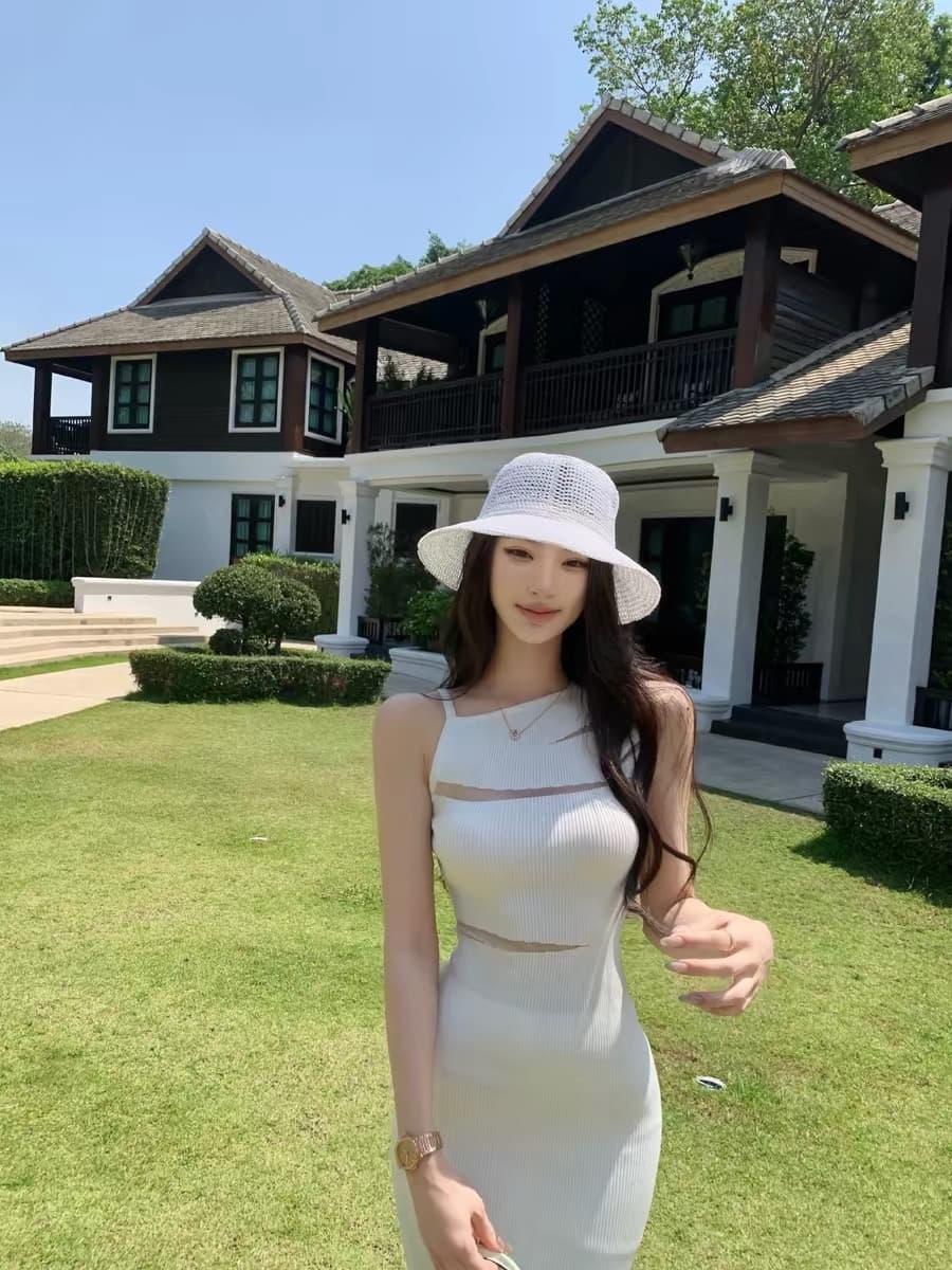okmashop 하트 비트 가능성 슬립 여성 드레스 봄 비스듬한 어깨 치마 순수한 욕망 섹시함 품격 허리 수축 롱 스커트 이미지 2