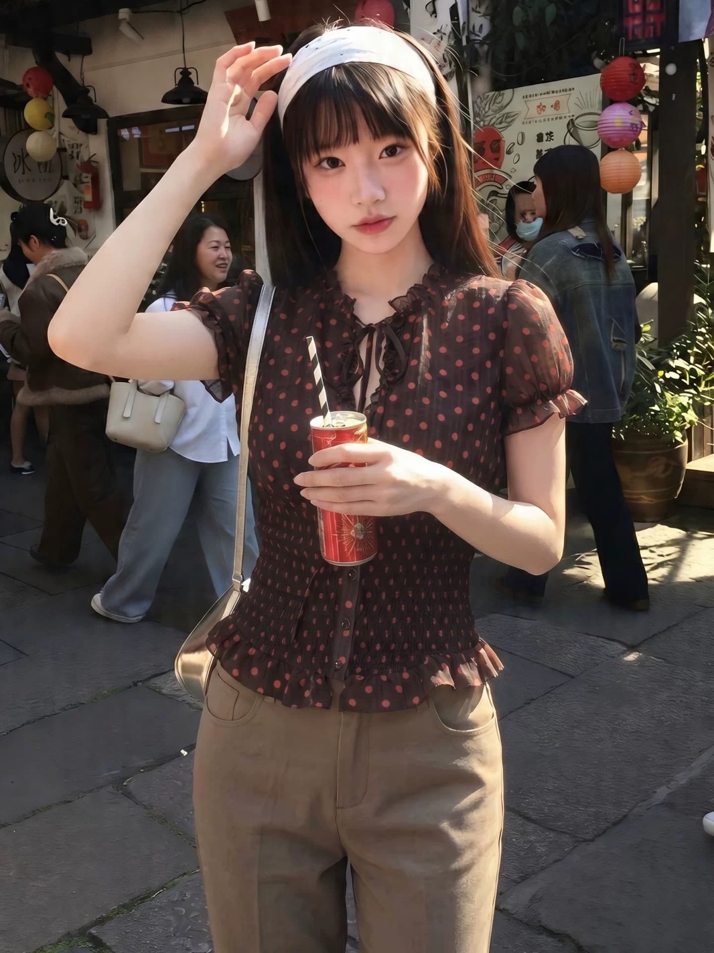 찬양하다 다우 yuzhi 프랑스식 레트로 도트 무늬 쉬폰 셔츠 여성용 짧은 소매 여름 새로운 허리 수축 슬림해 보이는 외국 가스 맨위
