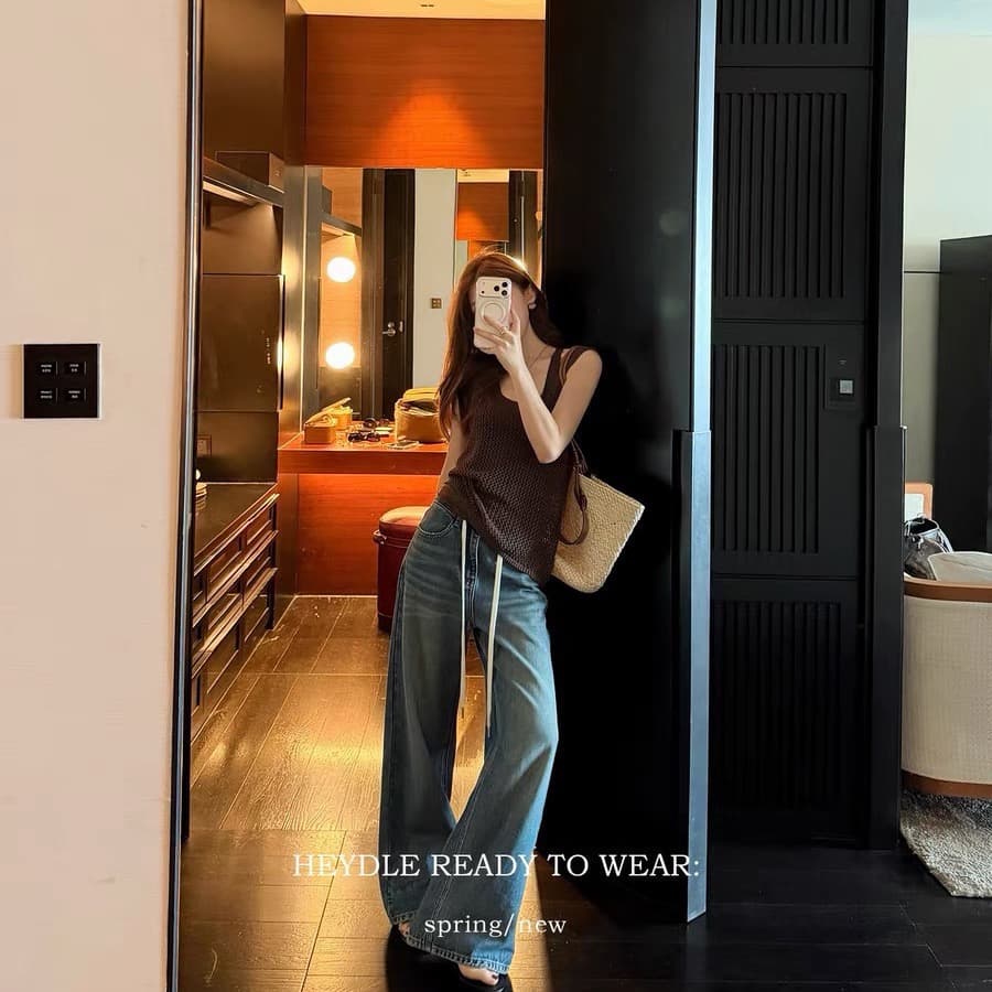 검은 콩 흠 느슨함 有度 대 u 칼라 홀로우 아웃 메쉬 조끼 블라우스 단어 뒤로 비틀림 슬립 투피스 세트 상세 이미지 2