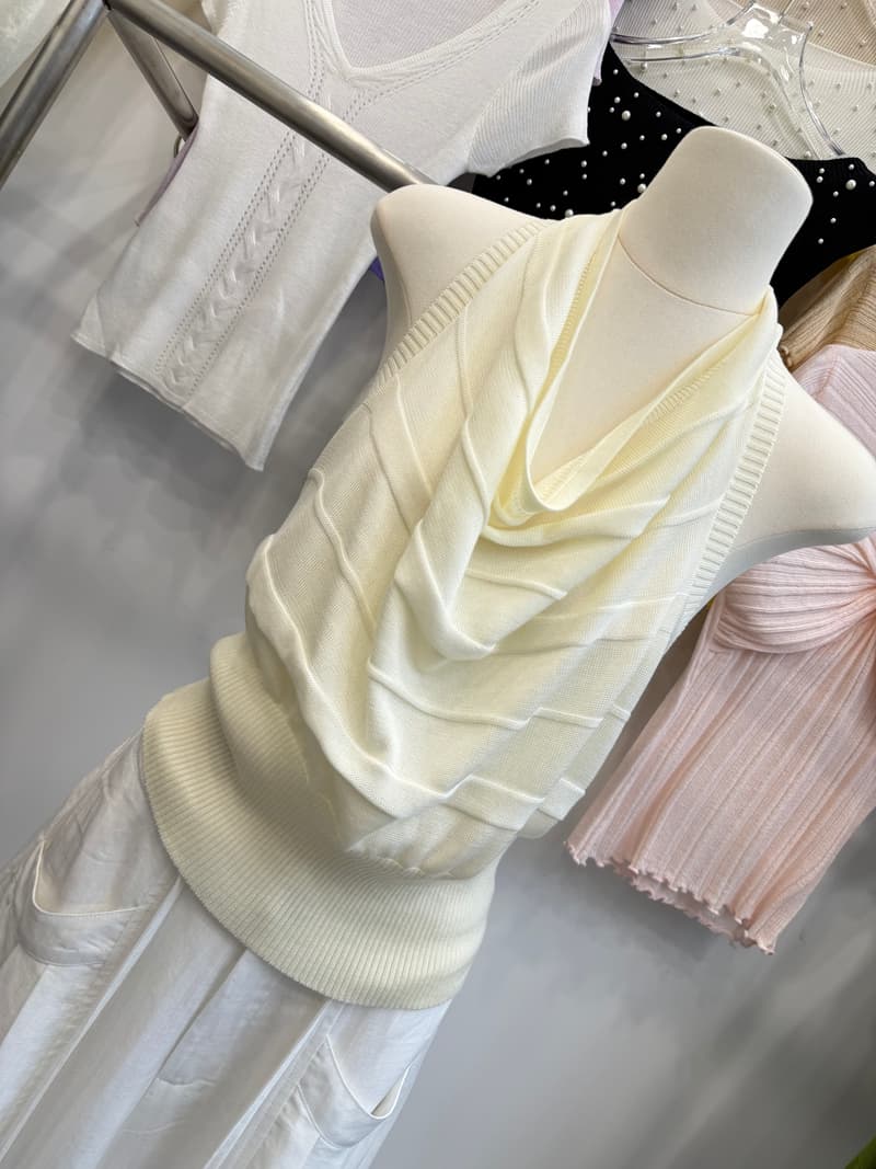 검정색 흔들다 칼라 행침 목 니트 조끼 여성 여름 순수한 욕망 바람 주름 몸매 가꾸기 쇼트 스타일 민소매 만나는 슬립 맨위 상세 이미지 7