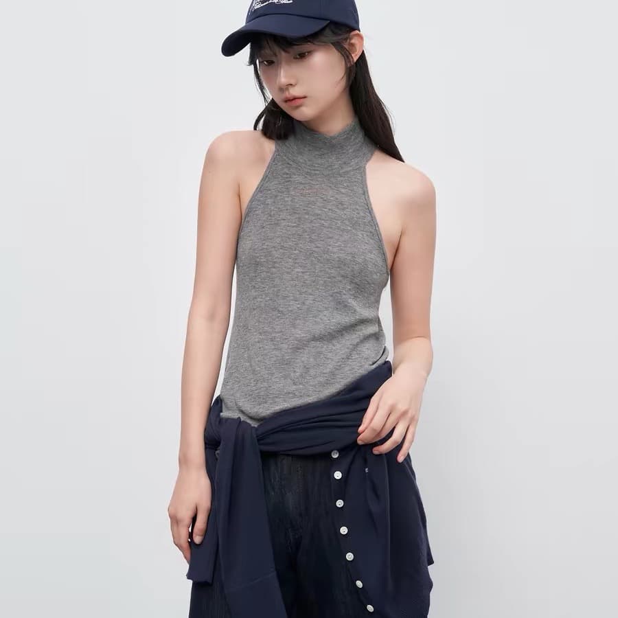 moonmoi 지능 종이 사람들 프랑스식 레트로 순수한 욕망 소녀 풍수 용해 양모 행침 목 터틀넥 조끼 이미지 5