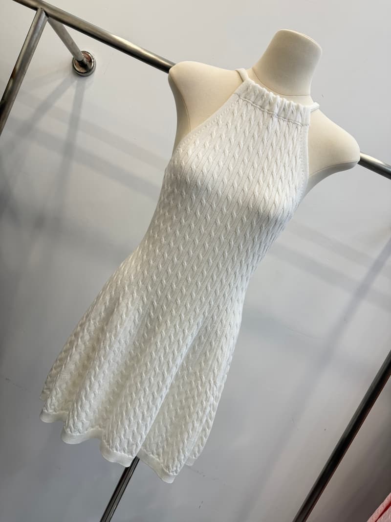한 부서 행침 목 꽈배기 니트 미니 스커트 단색 몸매 가꾸기 허리 수축 작은 키 순수한 욕망 민소매 슬립 드레스 여름 이미지 5
