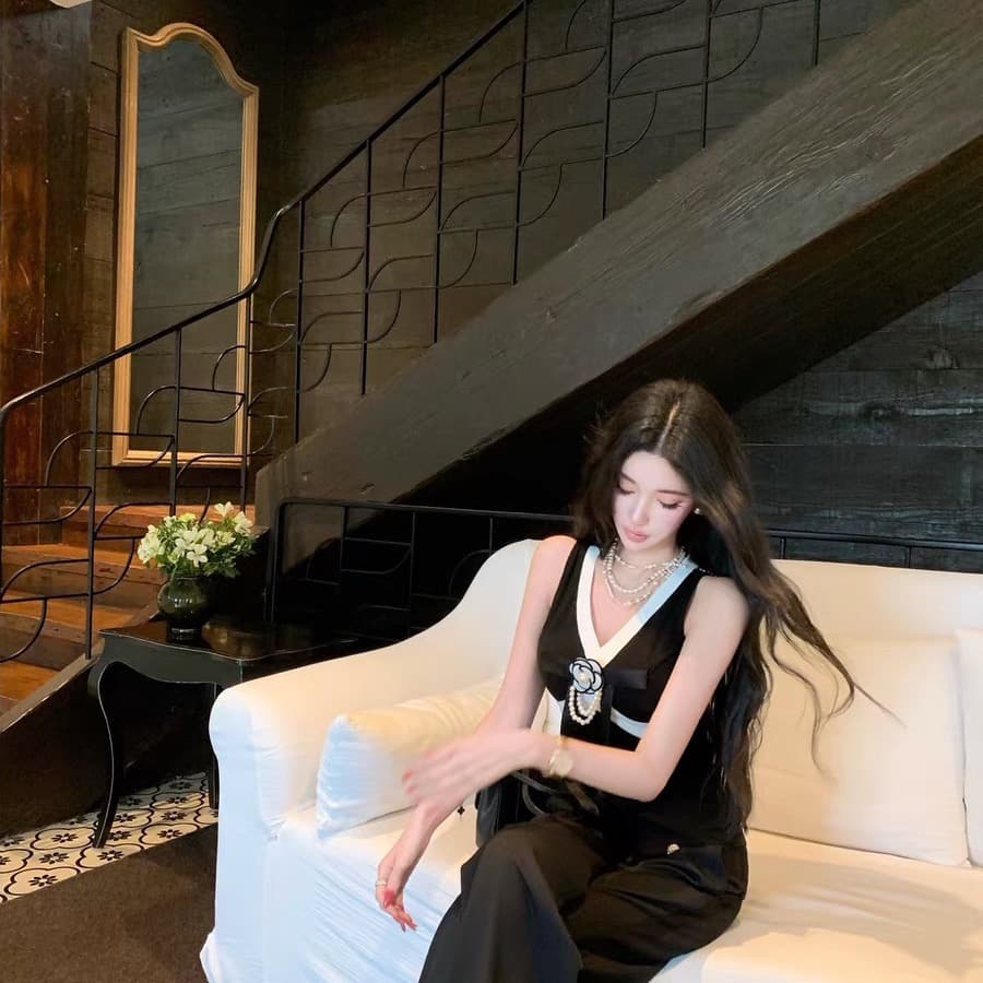 barbchill 세련된 출퇴근 세트 office lady 얼음 센스 니트 조끼 상세 이미지 4