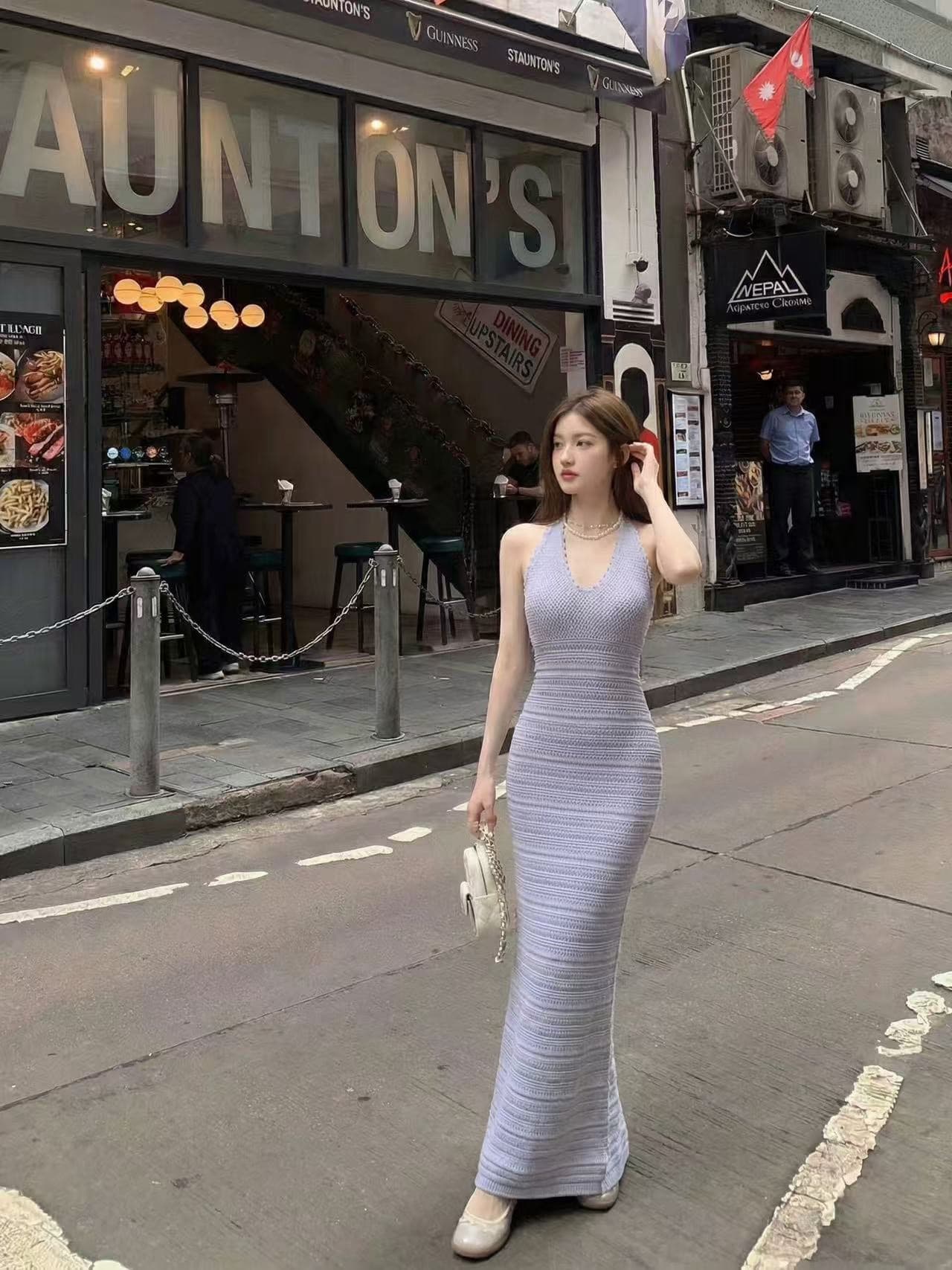 보라색 여성 드레스 부유 한 가족 천 골드 작은 샤넬 스타일 몸매 가꾸기 타이트 스커트 민소매 조끼 길다 치마 섬 아름다운 착용 가져 가라. 상세 이미지 4