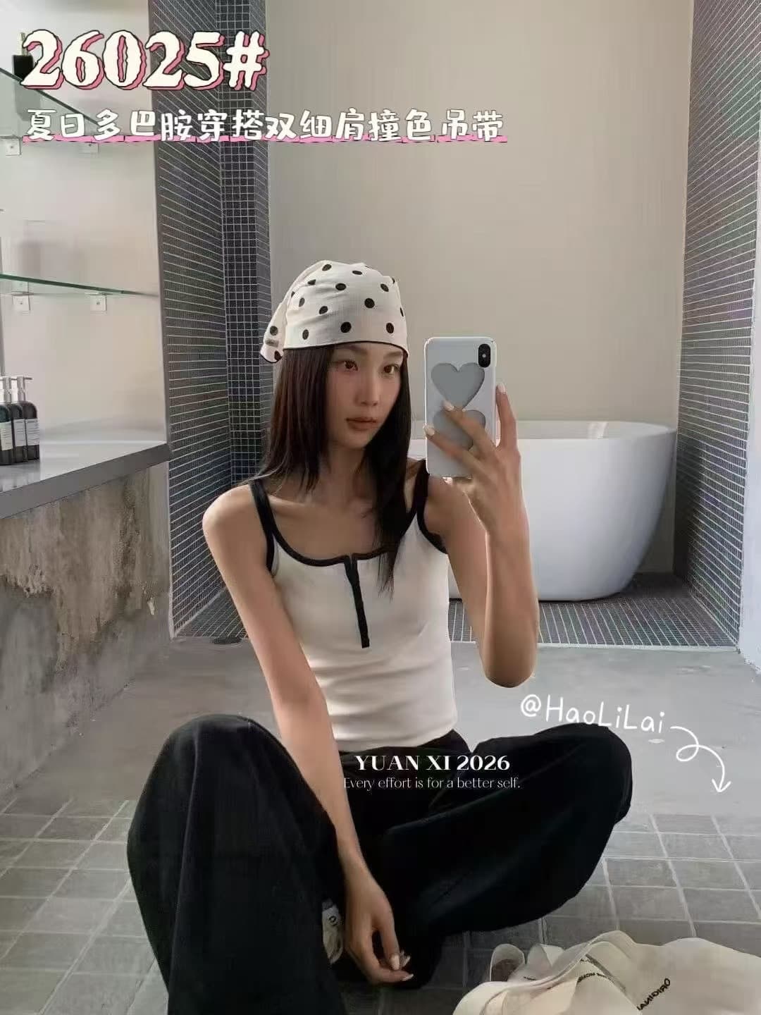 도파민 하프 단추 배색 녹색 캐미솔 여름 몸매 가꾸기 슬림해 보이는 핫걸 외출용 민소매 맨위 트렌디 상세 이미지 9