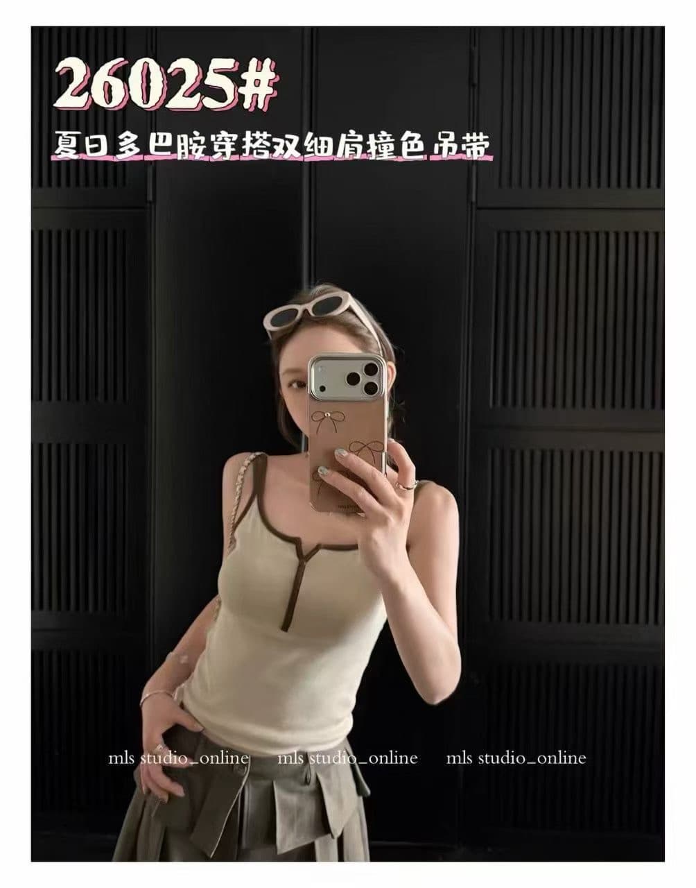 도파민 하프 단추 배색 녹색 캐미솔 여름 몸매 가꾸기 슬림해 보이는 핫걸 외출용 민소매 맨위 트렌디 상세 이미지 10