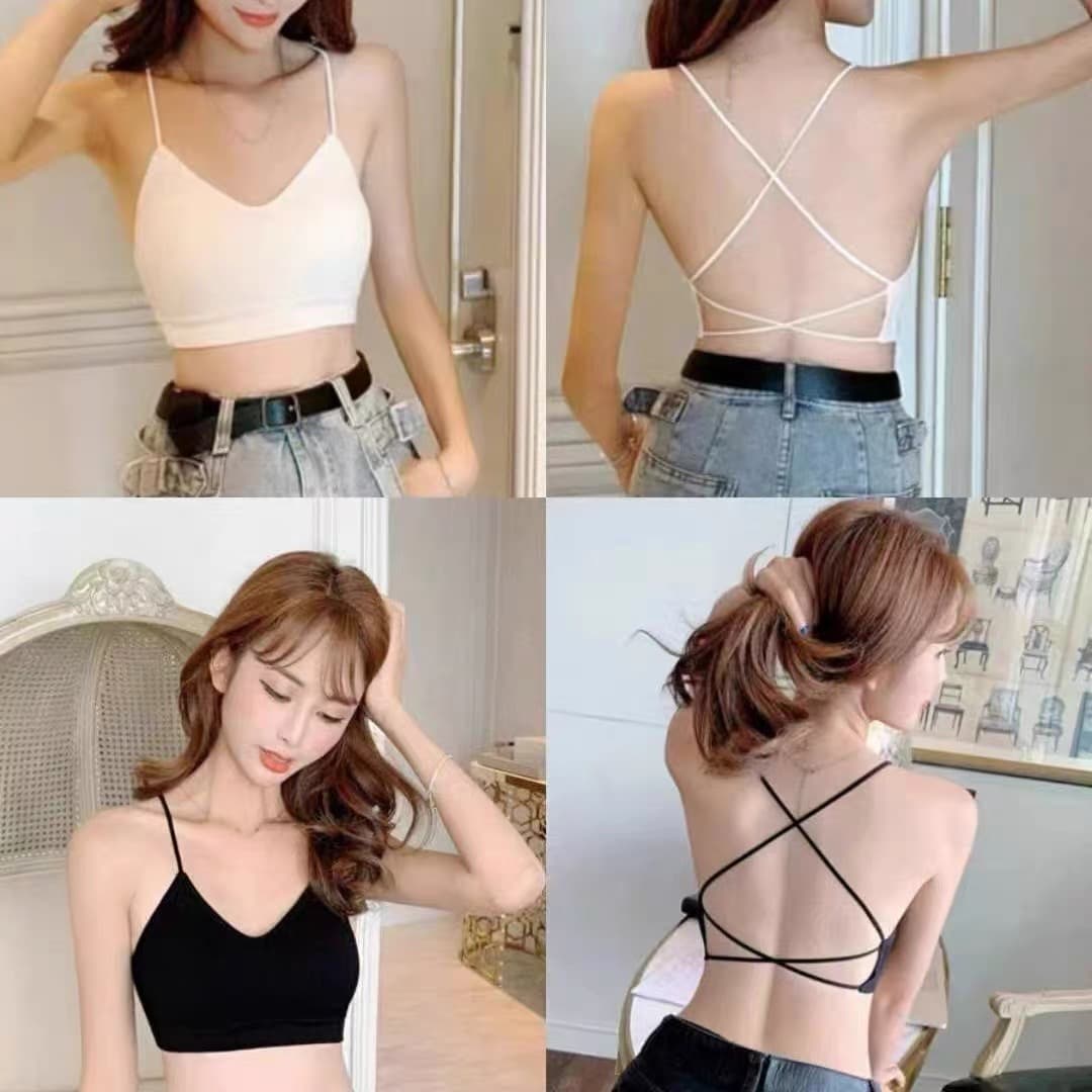 인터넷 유명인 한국 스타일 아름다움 뒤로 캐미솔 속옷 없음 강철 링 소녀 얇은 스타일 작은 가슴 텍스트 브래지어 십자가 어깨끈 가슴 패드 상세 이미지 4