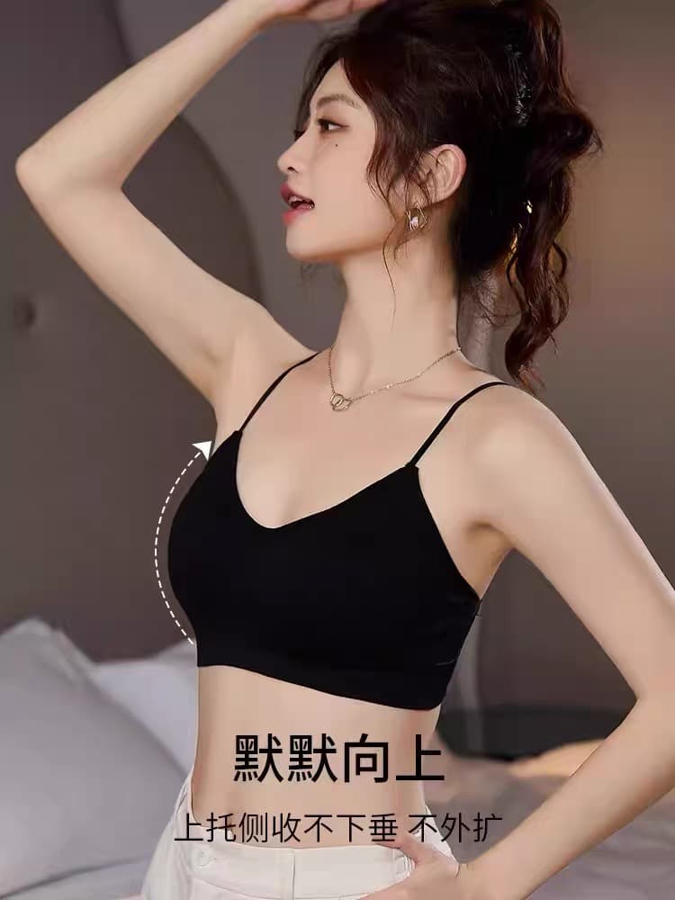 인터넷 유명인 한국 스타일 아름다움 뒤로 캐미솔 속옷 없음 강철 링 소녀 얇은 스타일 작은 가슴 텍스트 브래지어 십자가 어깨끈 가슴 패드 상세 이미지 6