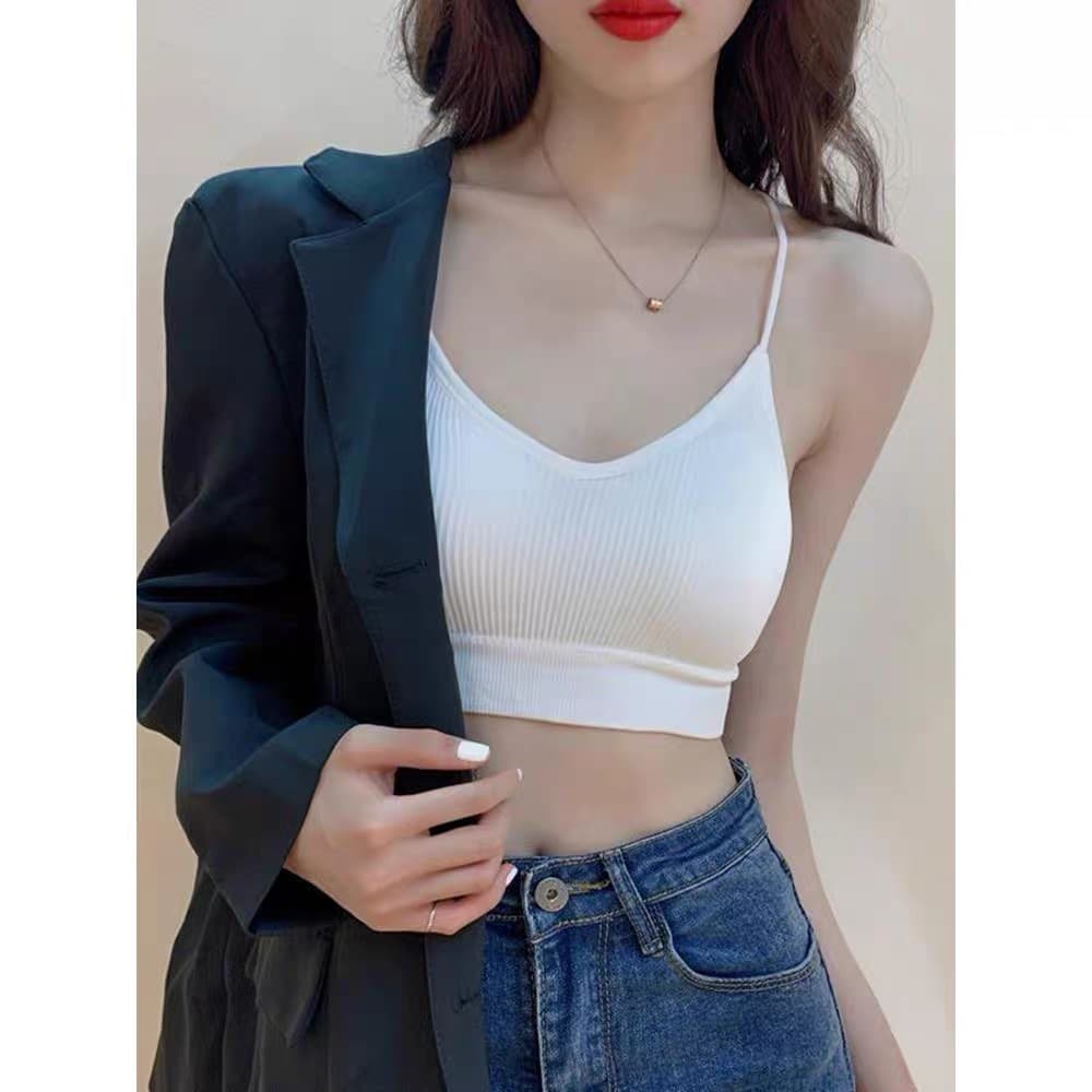 인터넷 유명인 한국 스타일 아름다움 뒤로 캐미솔 속옷 없음 강철 링 소녀 얇은 스타일 작은 가슴 텍스트 브래지어 십자가 어깨끈 가슴 패드 상세 이미지 11