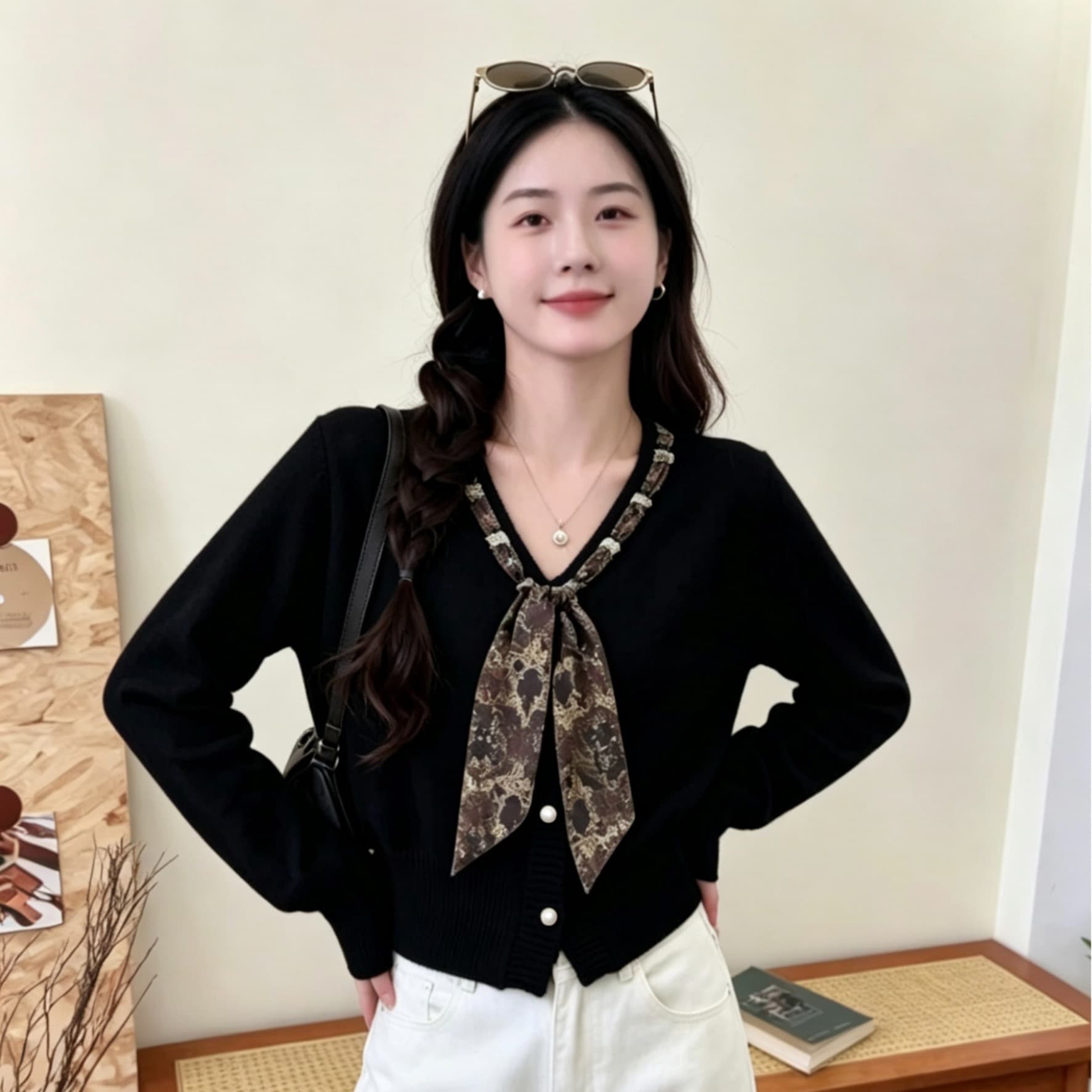 2026 스카프 가을 겨울 니트 오픈 가디건 연령 감소 루즈핏 새로운 니트 스웨터 긴팔 스웨터 코트 맨위 상세 이미지 7