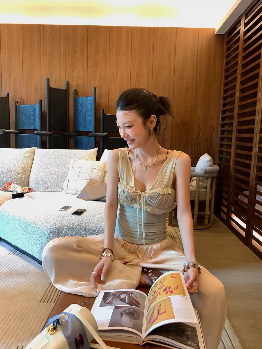 dula 좋은 홈 연인 해적 순수한 욕망 배색 레이스업 쉬폰 패치워크 조끼 여성 몸매 가꾸기 슈퍼 잘 생긴 맨위 상세 이미지 4