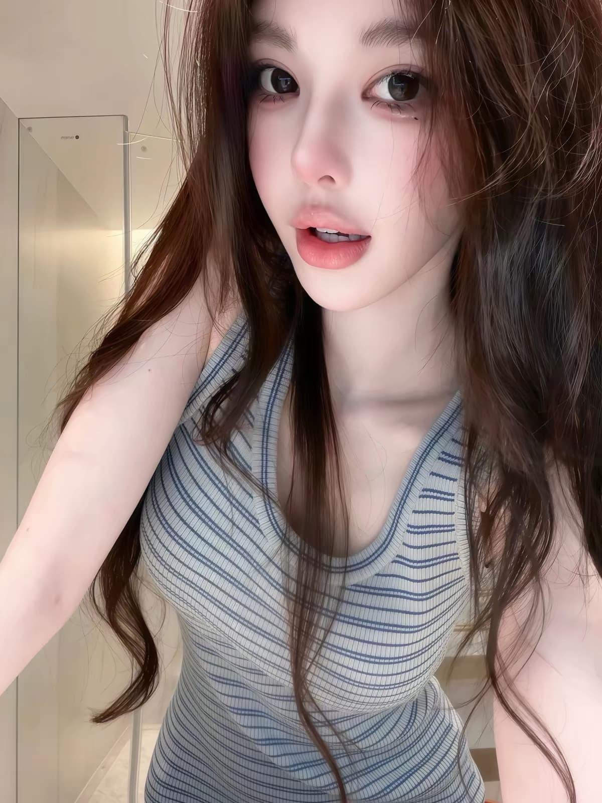 롤랜드 rosalyth 모 블루 디 스트라이프 니트 원피스 밖으로 조각 아름다운 옷 드레스 폭발 새로운 상세 이미지 1
