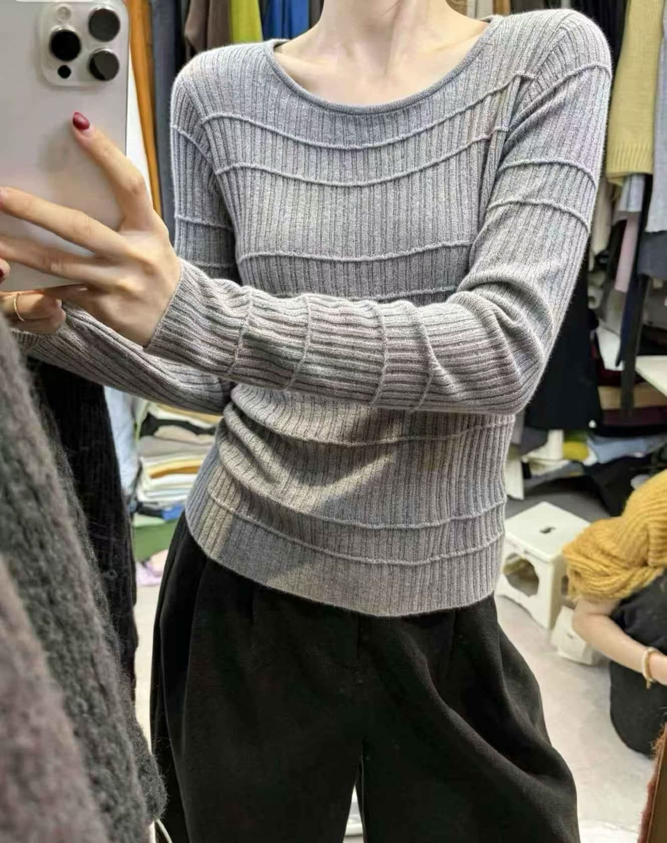 선전 남쪽 기름 고급 여성 의류 레트로 양모 니트 기본 셔츠 가을 디자인 센스 몸매 가꾸기 인사이드 가져 가라. 긴팔 맨위 이미지 4