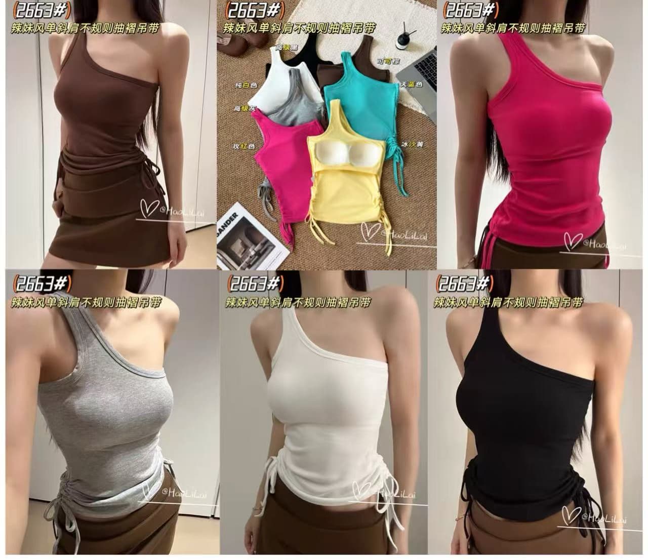 핫걸 바람이 아닙니다. 규칙 비스듬한 어깨 펌프 Pleat 캐미솔 인사이드 가져 가라. 벨트 가슴 패드 슬림해 보이는 쇼트 스타일 민소매 맨위 외출용 상세 이미지 9