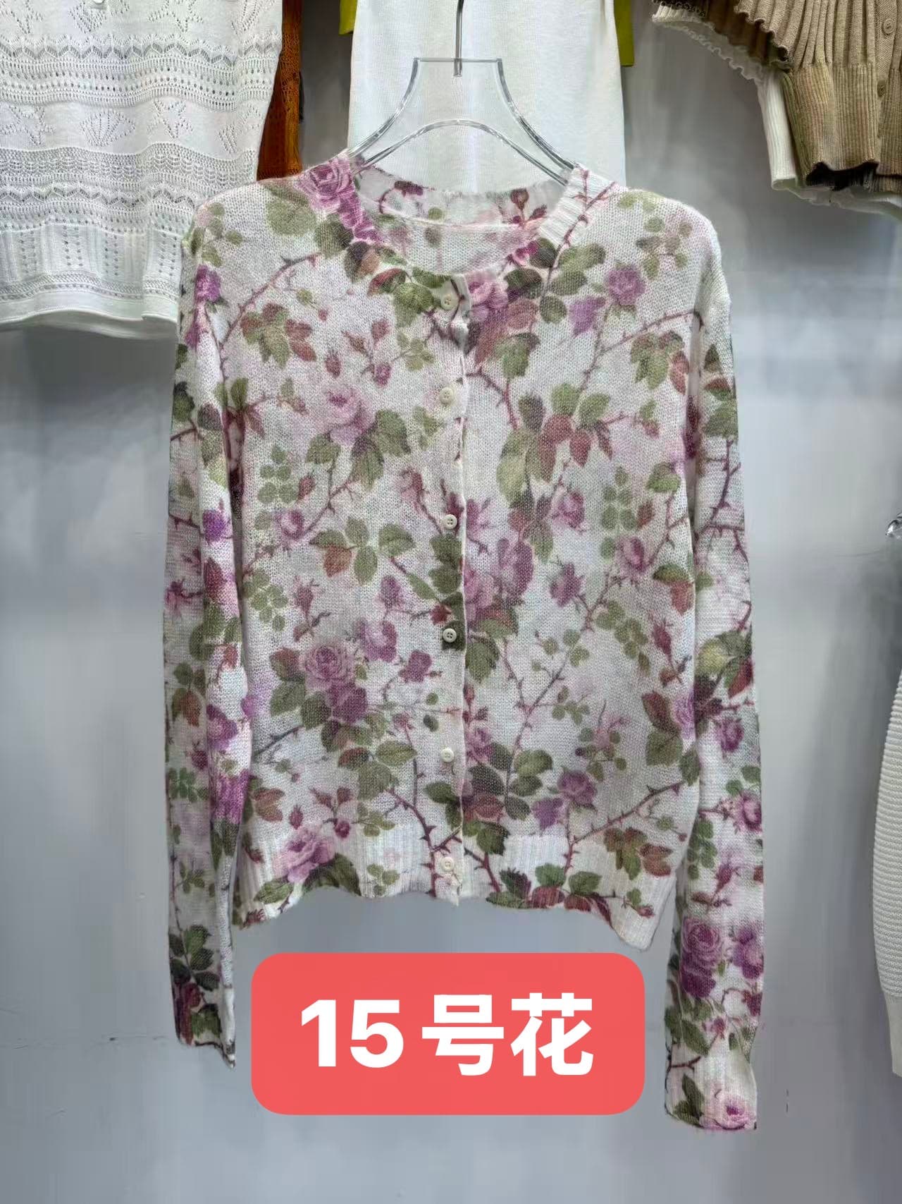 모헤어 양모 부드럽다 프린트 얇은 스타일 대외 무역 라운드 넥 긴팔 니트 다용도 맨위 오픈 가디건 트렌디 상세 이미지 37