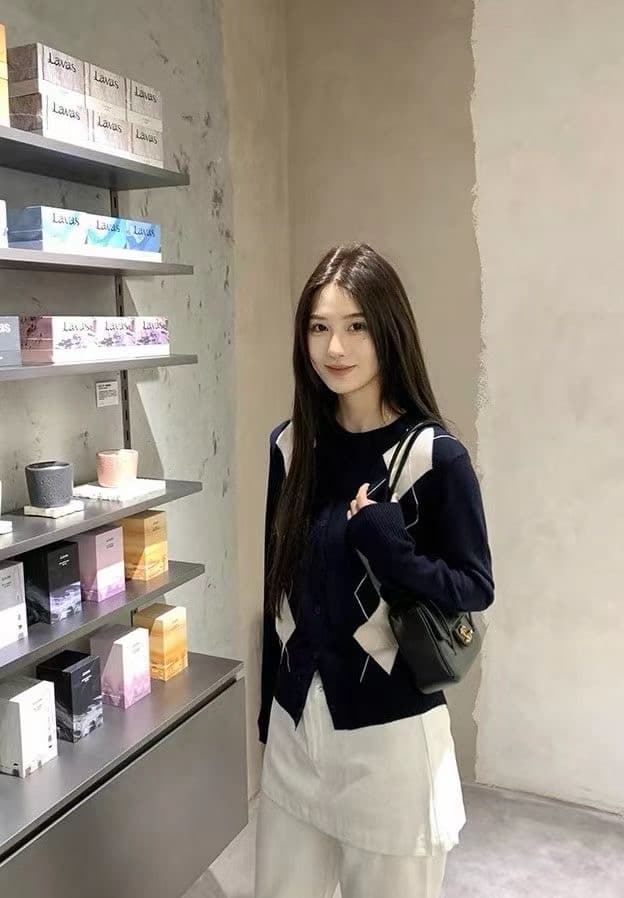 한 부서 레트로 패치워크 색상 라운드 넥 다이아몬드 모양 그리드 니트 오픈 가디건 스웨터 여성 코트 학원 스타일 긴팔 느긋한 바람 맨위 상세 이미지 8