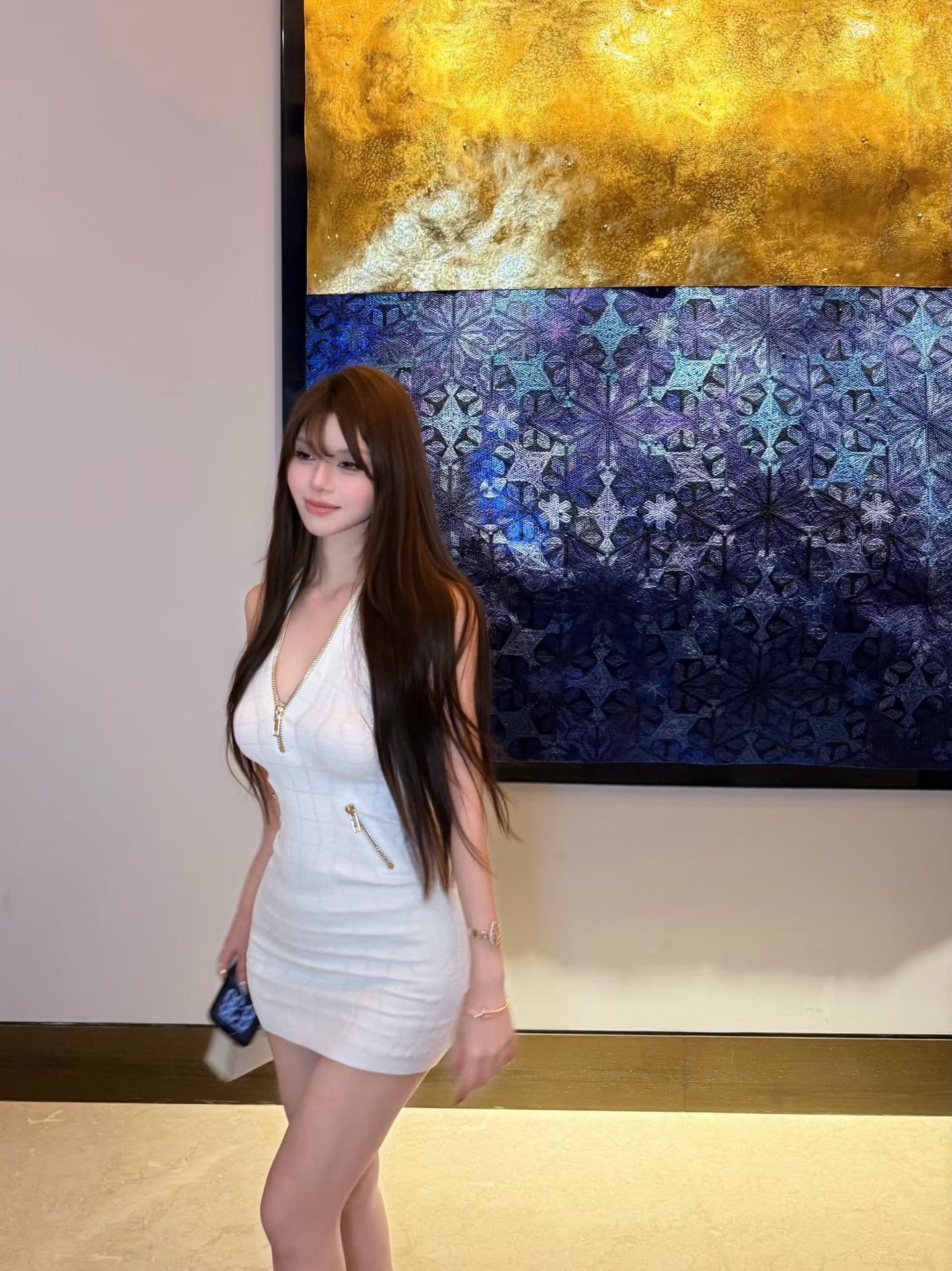 로얄 자매 바람 Chic 지퍼 행침 목 여성 드레스 여름 고급 센스 섹시함 민소매 몸매 가꾸기 슬림해 보이는 타이트 스커트 미니 스커트 이미지 4