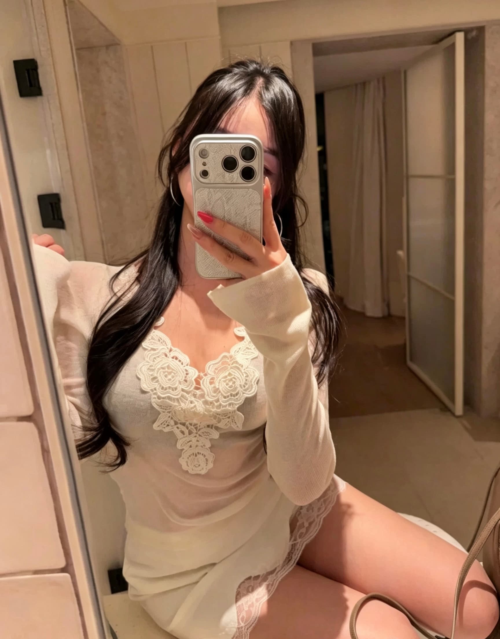 한국 스타일 순수한 욕망 핫걸 장미 레이스 V넥 슈퍼 얇은 양모 니트 스웨터 슬림해 보이는 맨위 상세 이미지 2