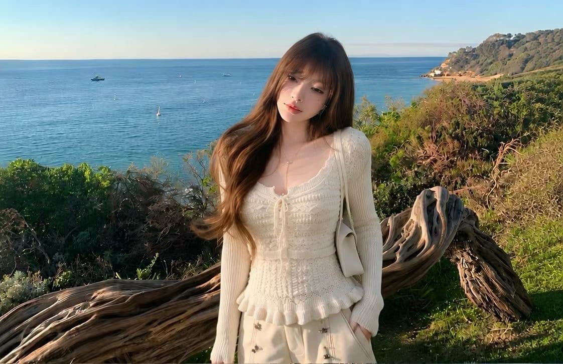 프랑스식 순수한 욕망 홀로우 아웃 자수 니트 캐미솔 여름 새로운 디자인 센스 몸매 가꾸기 슬림해 보이는 핫걸 맨위
