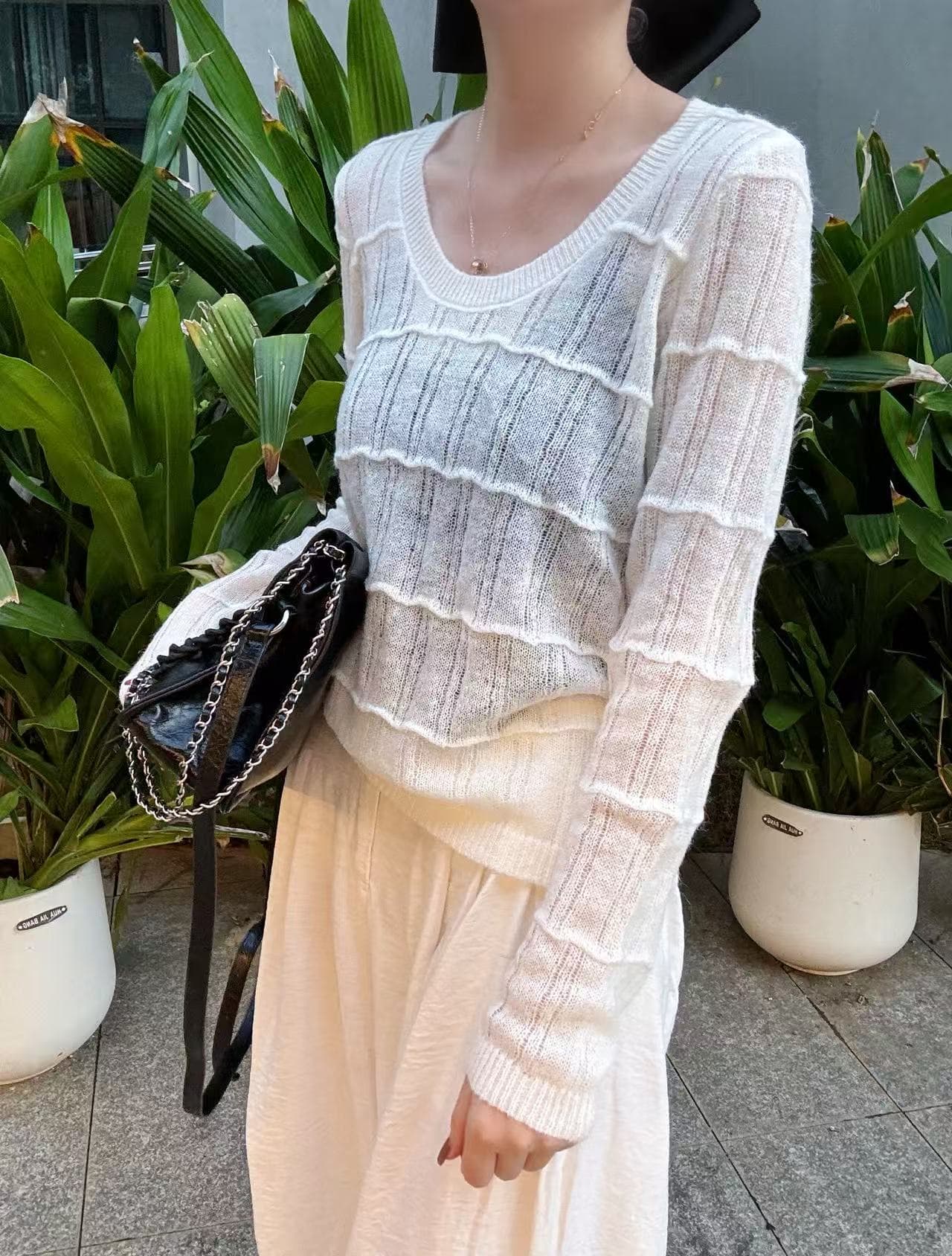 한 부서 단색 질감 구덩이 기사 모헤어 니트 스웨터 낮음 라운드 넥 몸매 가꾸기 긴팔 기타 색상 가을 겨울 다용도 맨위 상세 이미지 17
