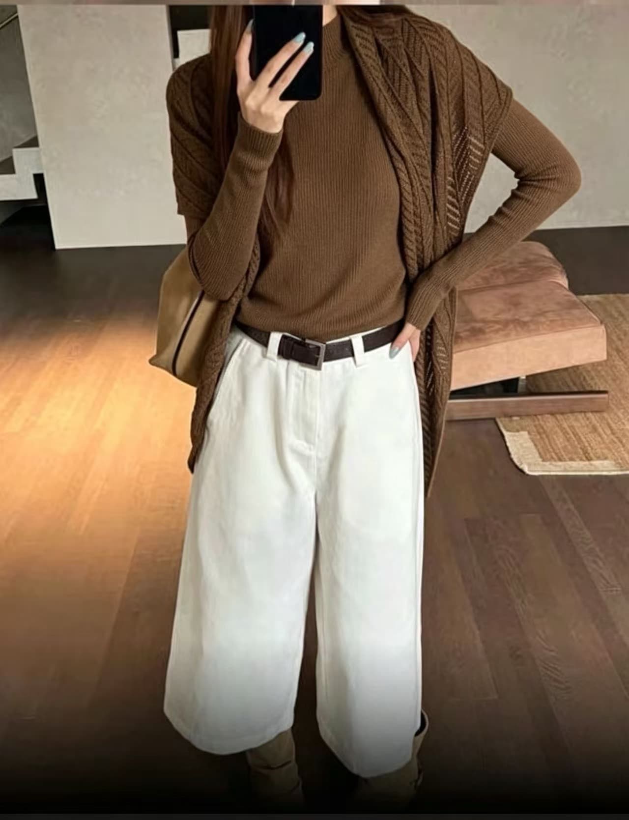 열세 개 높음 물품 한 부서 품격 디자인 숄 레이스업 다용도 슬림해 보이는 긴팔 니트 스웨터 맨위 투피스 세트 상세 이미지 5