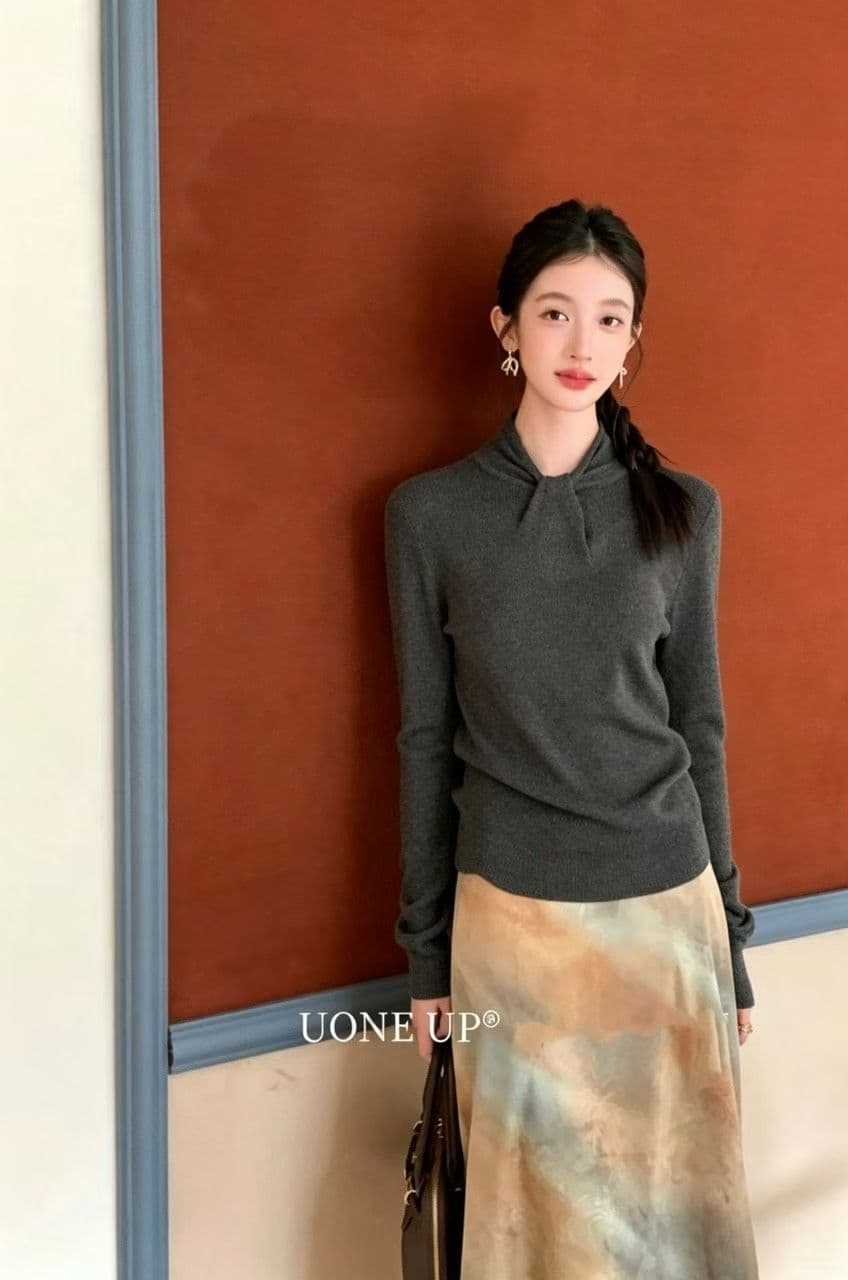 고급 센스 레트로 반하이넥 비틀림 기본 셔츠 몸매 가꾸기 인사이드 가져 가라. 스웨터 여자 가을 겨울 니트 맨위 상세 이미지 4