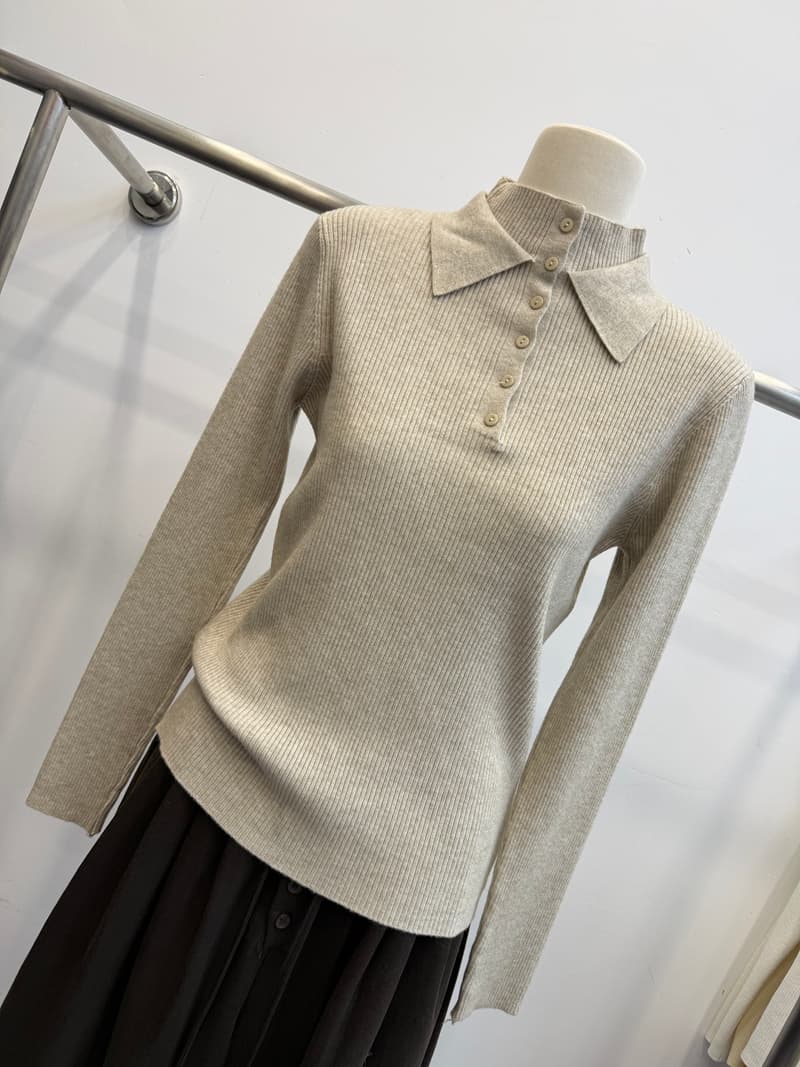 한 부서 polo 폴로 칼라 반하이넥 니트 기본 셔츠 여성 가을 수직 구덩이 기사 단추 몸매 가꾸기 슬림해 보이는 긴팔 맨위 상세 이미지 5