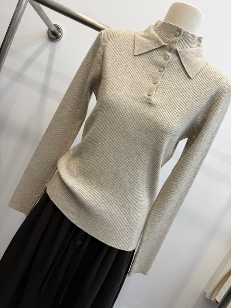 한 부서 polo 폴로 칼라 반하이넥 니트 기본 셔츠 여성 가을 수직 구덩이 기사 단추 몸매 가꾸기 슬림해 보이는 긴팔 맨위 상세 이미지 6