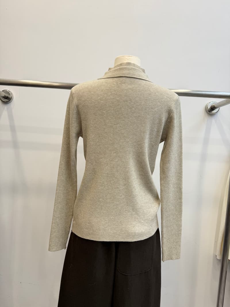 한 부서 polo 폴로 칼라 반하이넥 니트 기본 셔츠 여성 가을 수직 구덩이 기사 단추 몸매 가꾸기 슬림해 보이는 긴팔 맨위 상세 이미지 7