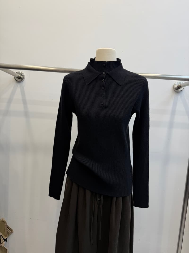 한 부서 polo 폴로 칼라 반하이넥 니트 기본 셔츠 여성 가을 수직 구덩이 기사 단추 몸매 가꾸기 슬림해 보이는 긴팔 맨위 상세 이미지 23